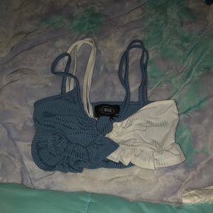 Multi Colored Blue and White Crop Top